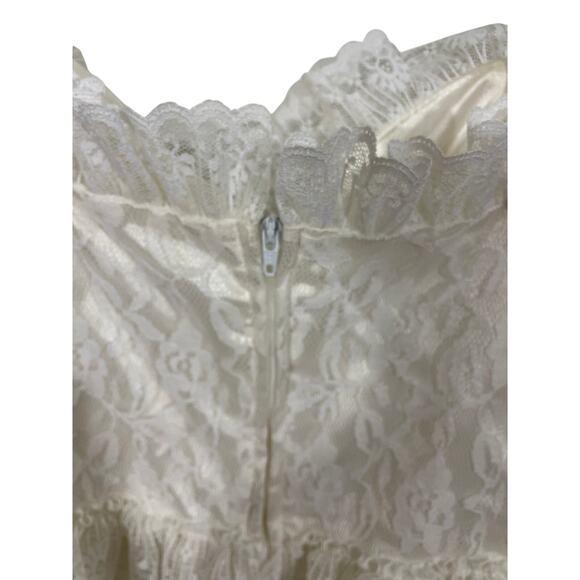 Vintage 80's JC Penny Wedding Midi Strapless Lace Boho Coquette Fairy Dress - Picture 9 of 9
